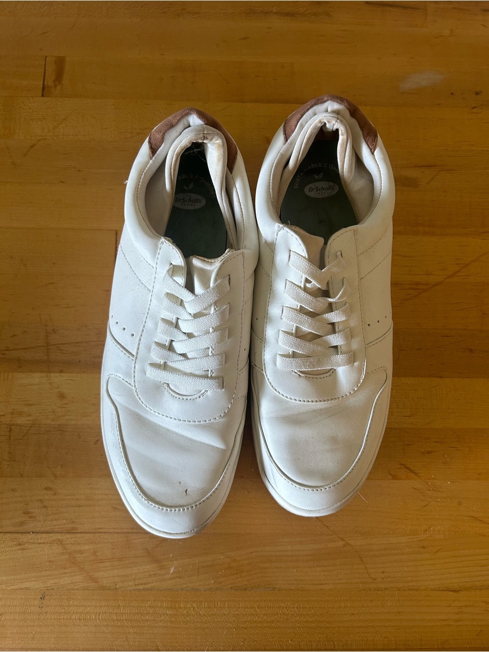 Dr. Scholl’s Womens White Casual Leather Sneakers with Brown Heel - Picture 2 of 5